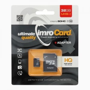Paměťová karta micro SD IMRO 32GB Class 10 s adaptérem Blistr